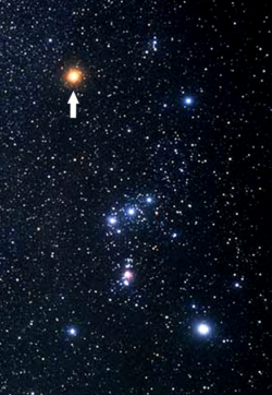 Posizione di Betelgeuse in Orione