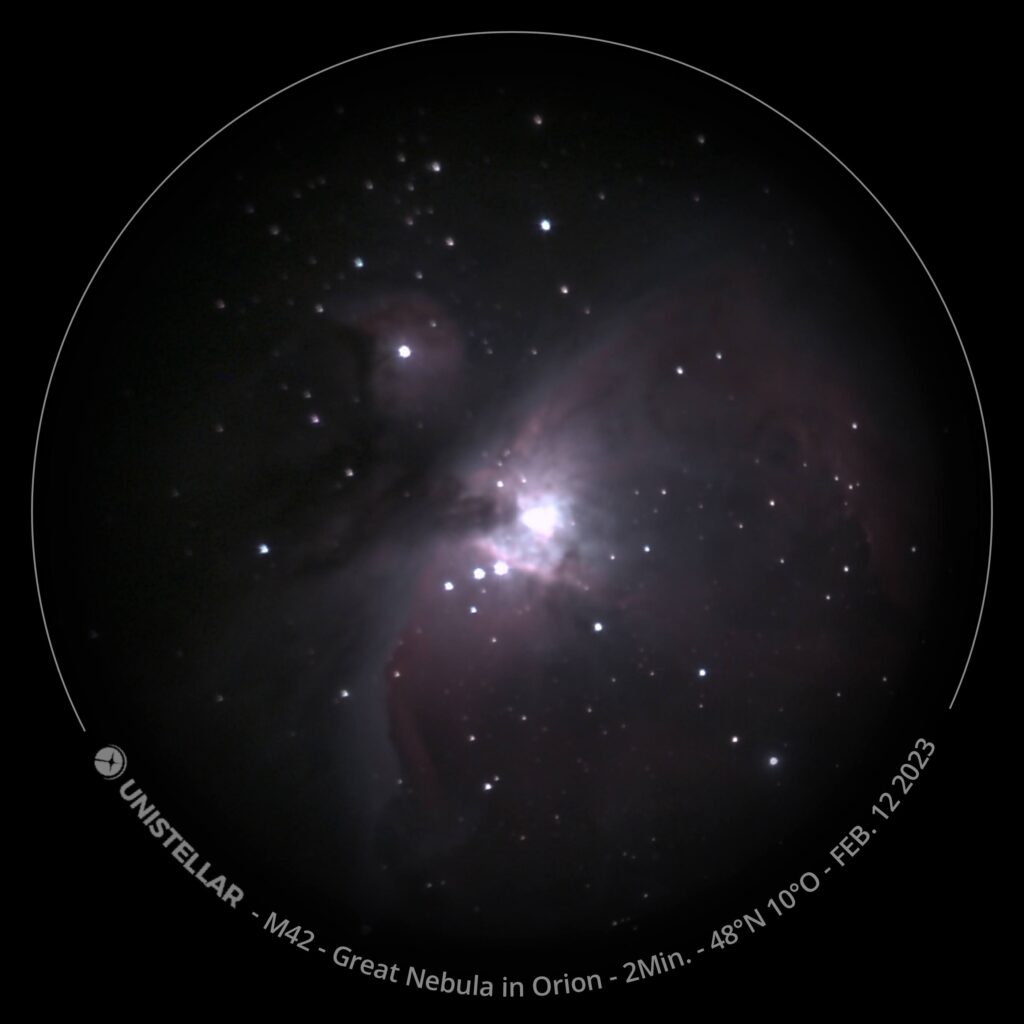 Mgławica Oriona, sfotografowana inteligentnym teleskopem (Unistellar eVscope 2)