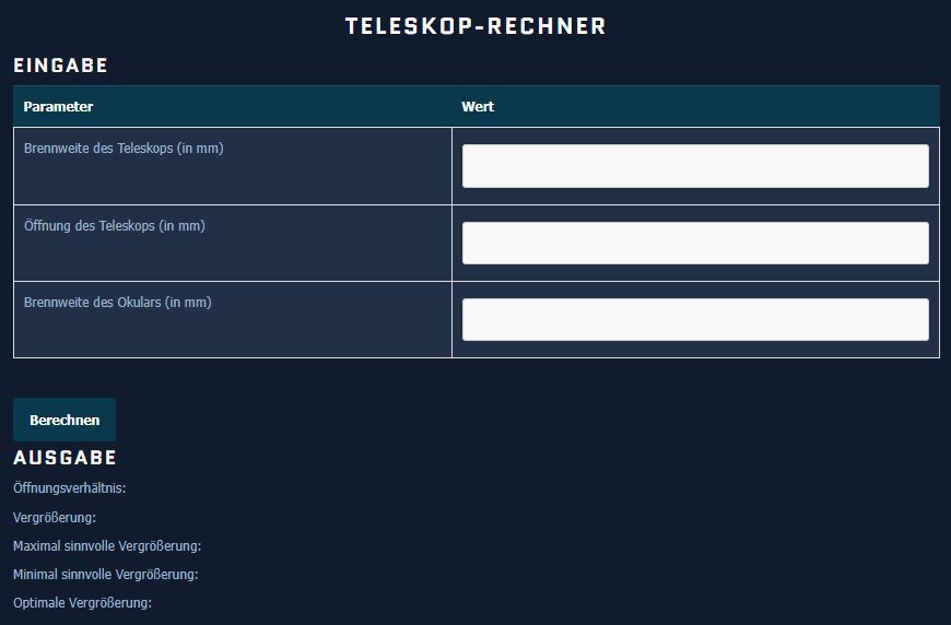 Teleskop Rechner