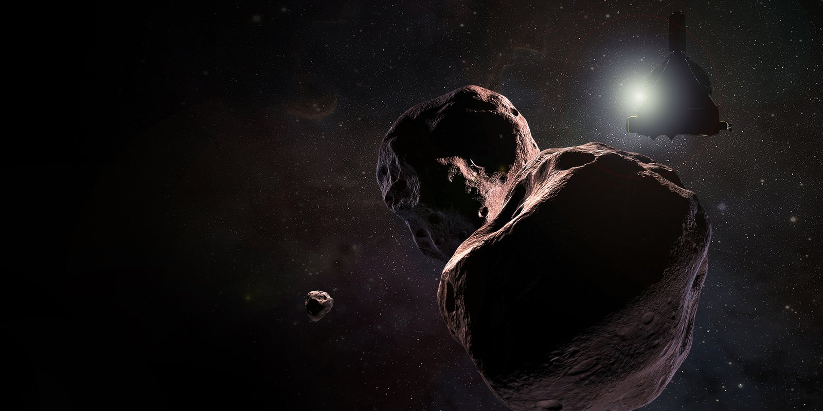 New Horizons presso l'oggetto della fascia di Kuiper Arrokoth, rappresentazione artistica