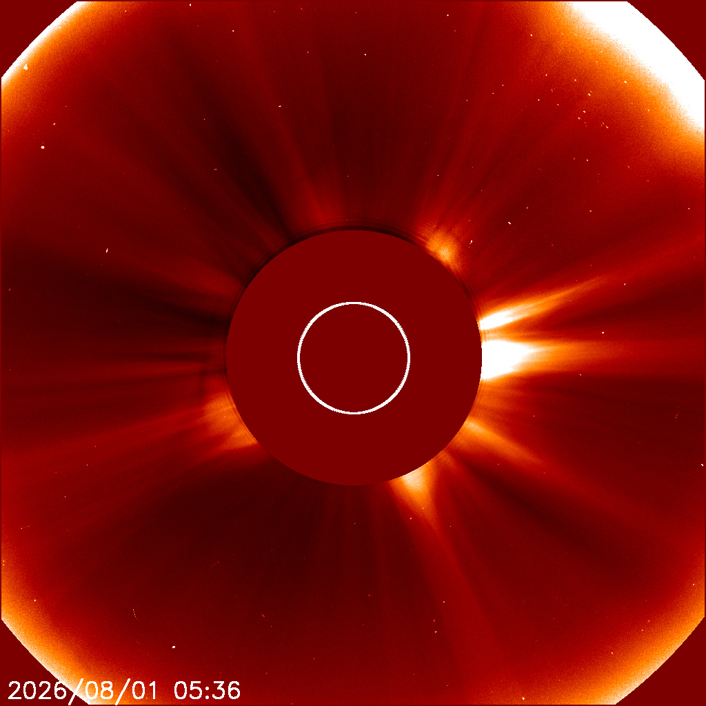 Immagine coronografica della corona solare con gli streamer in uscita come sorgente del vento solare