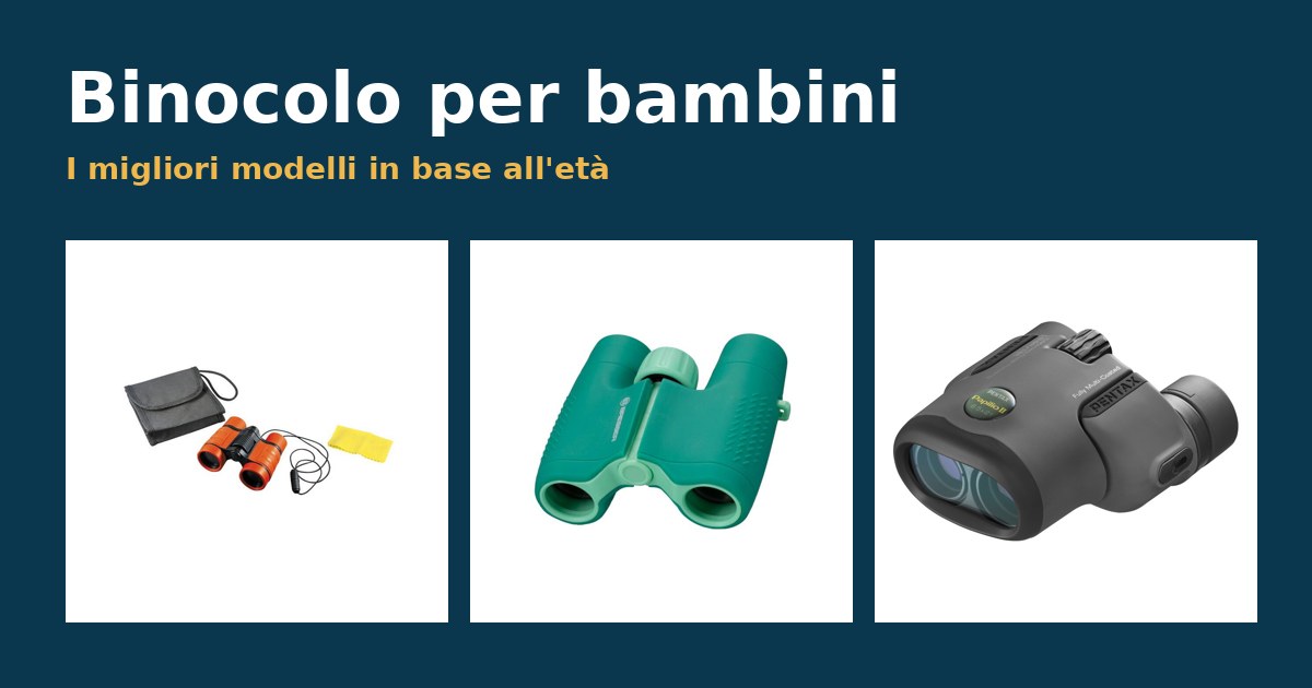 Tre binocoli per bambini: Buki 4x32, Bresser Junior 6x21, Pentax Papilio II