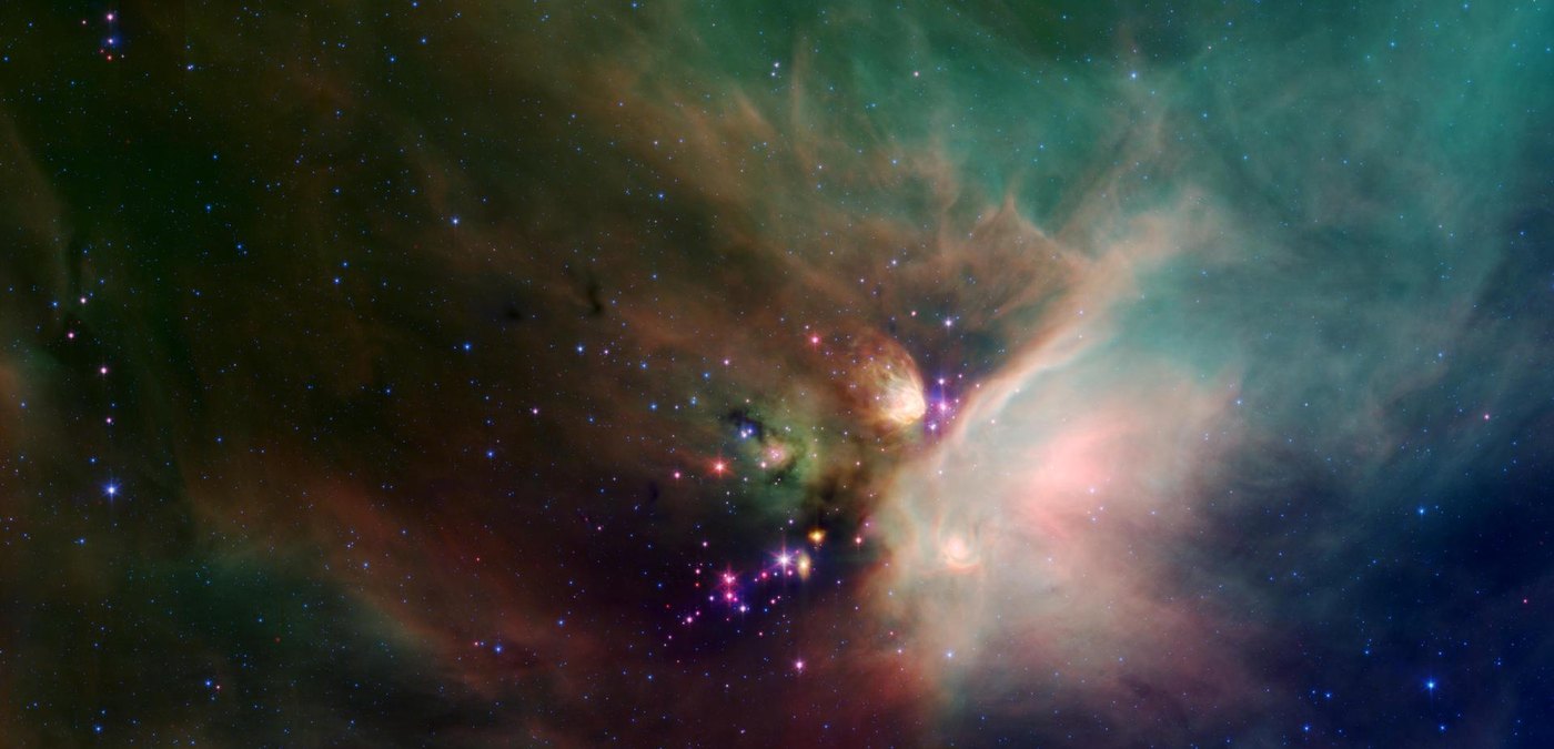 Rho-Ophiuchi-Wolke mit jungen Sternen, Infrarotaufnahme des Spitzer-Weltraumteleskops