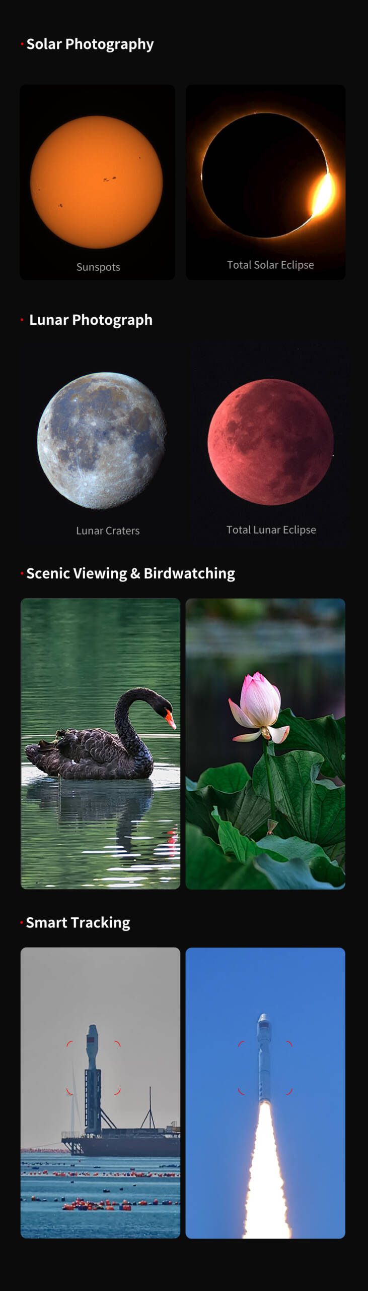 Seestar S50 Pro: Sonnenflecken, Sonnenfinsternis, Mondkrater, Mondfinsternis und Tagfotografie